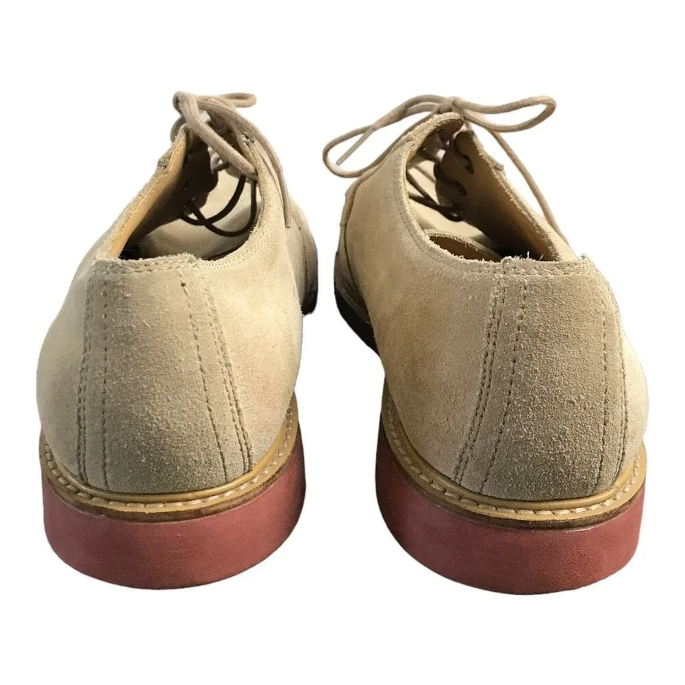 Cole Haan Derby Mens 11 Tan Suede C12161 Lace‎ Up Brick Red Sole Plain Toe Shoes